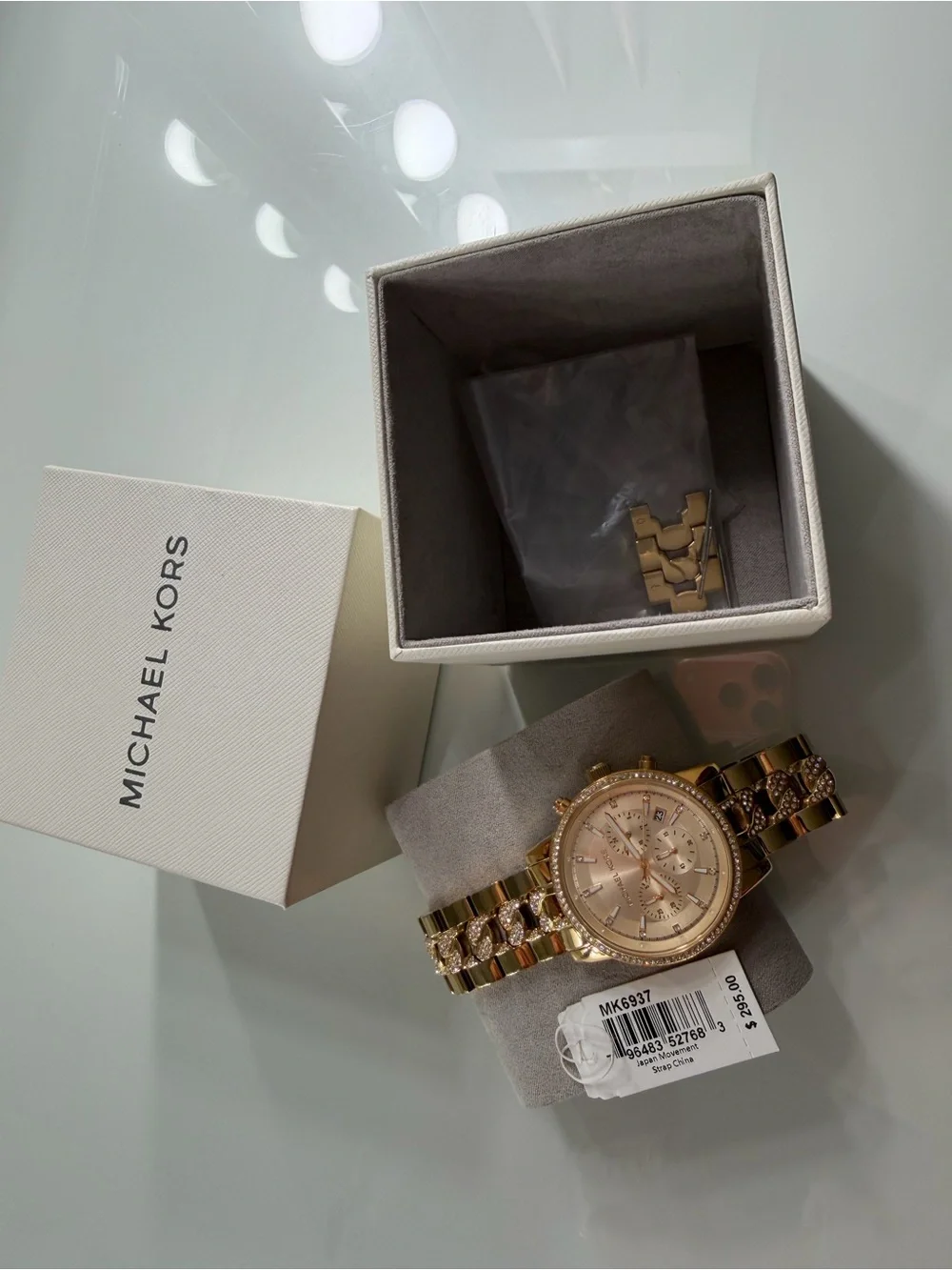 Michael Kors Gold-Tone Crystal Accent Chronograph Bracelet Watch